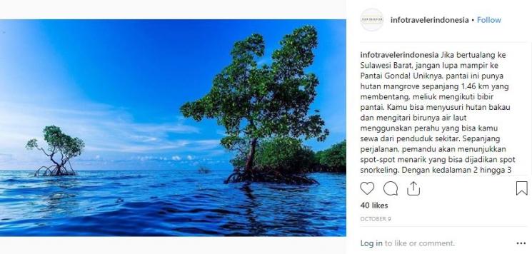 indonesia tourism board instagram Pesona hutan bakau di perairan pantai gonda sulbar